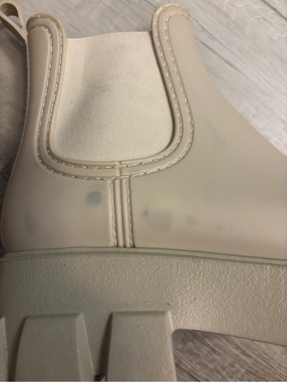 Jeffrey Campbell Rain-Storm Chelsea Rain Boots Size 8 Beige Chunky Lug - Picture 9 of 15